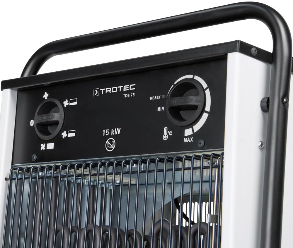 TROTEC Elektro Heizlüfter TDS 75 – Heizleistung 5 kW / 10 kW / 15 kW – Bauheizer Luftmenge 1.293 m³/h – Heizgebläse
