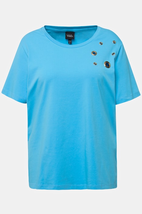 T-Shirt, Schmuckösen, Rundhals, Halbarm
