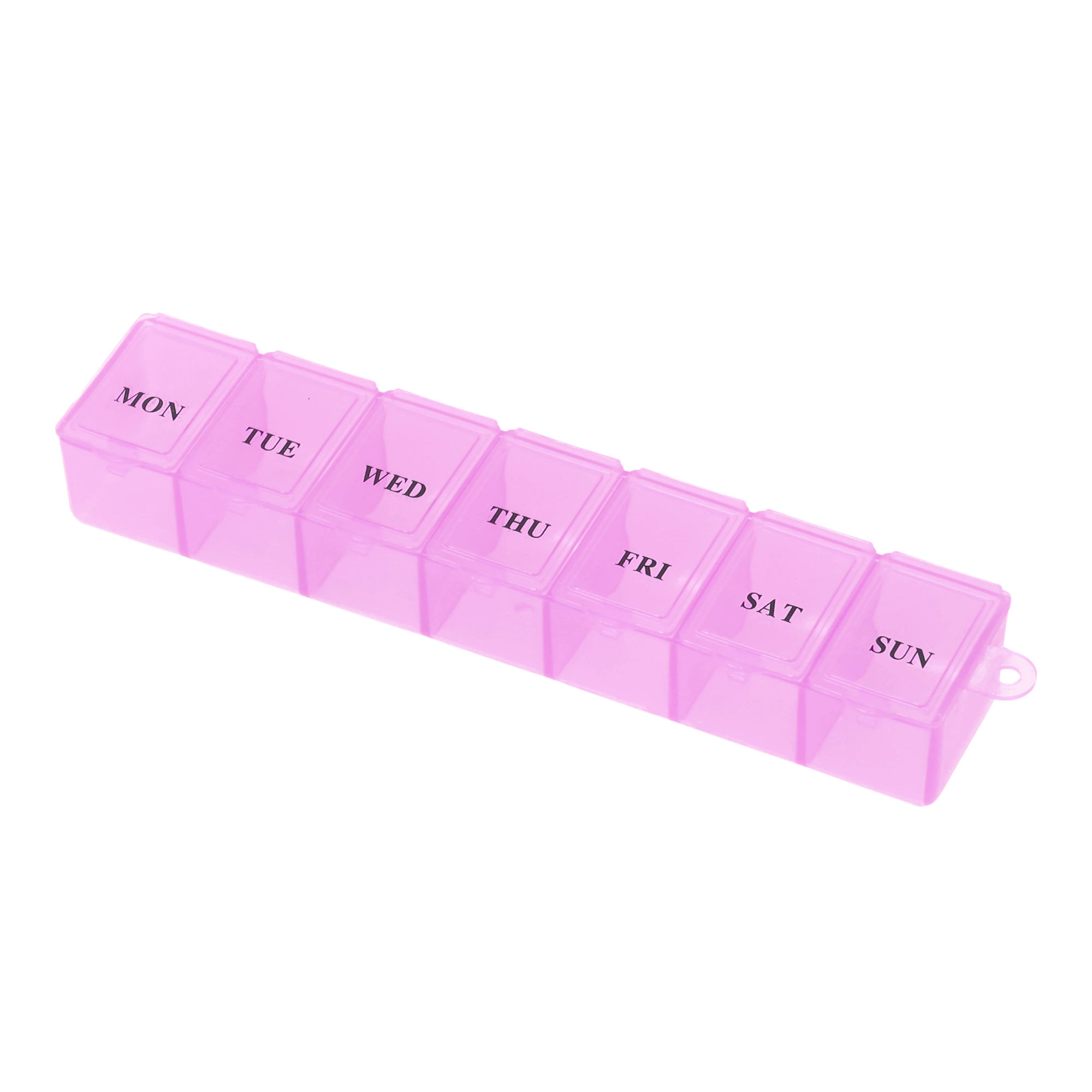 (150x30mm) Medikamenten Dosierer 7 Tage Dosett Tablettenbox Supplements Pillendose   Kugelkette - Rosa