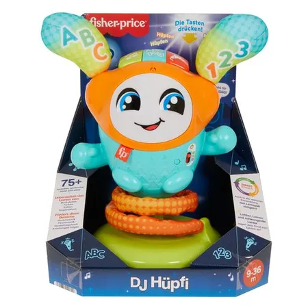 Fisher-Price DJ Hüpfi, Lernspielzeug mit Musik für Babys, deutsche Ausgabe