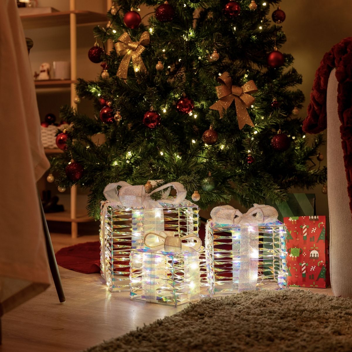 Set van 3 kerst regenboog cadeaus incl. LED - Niji