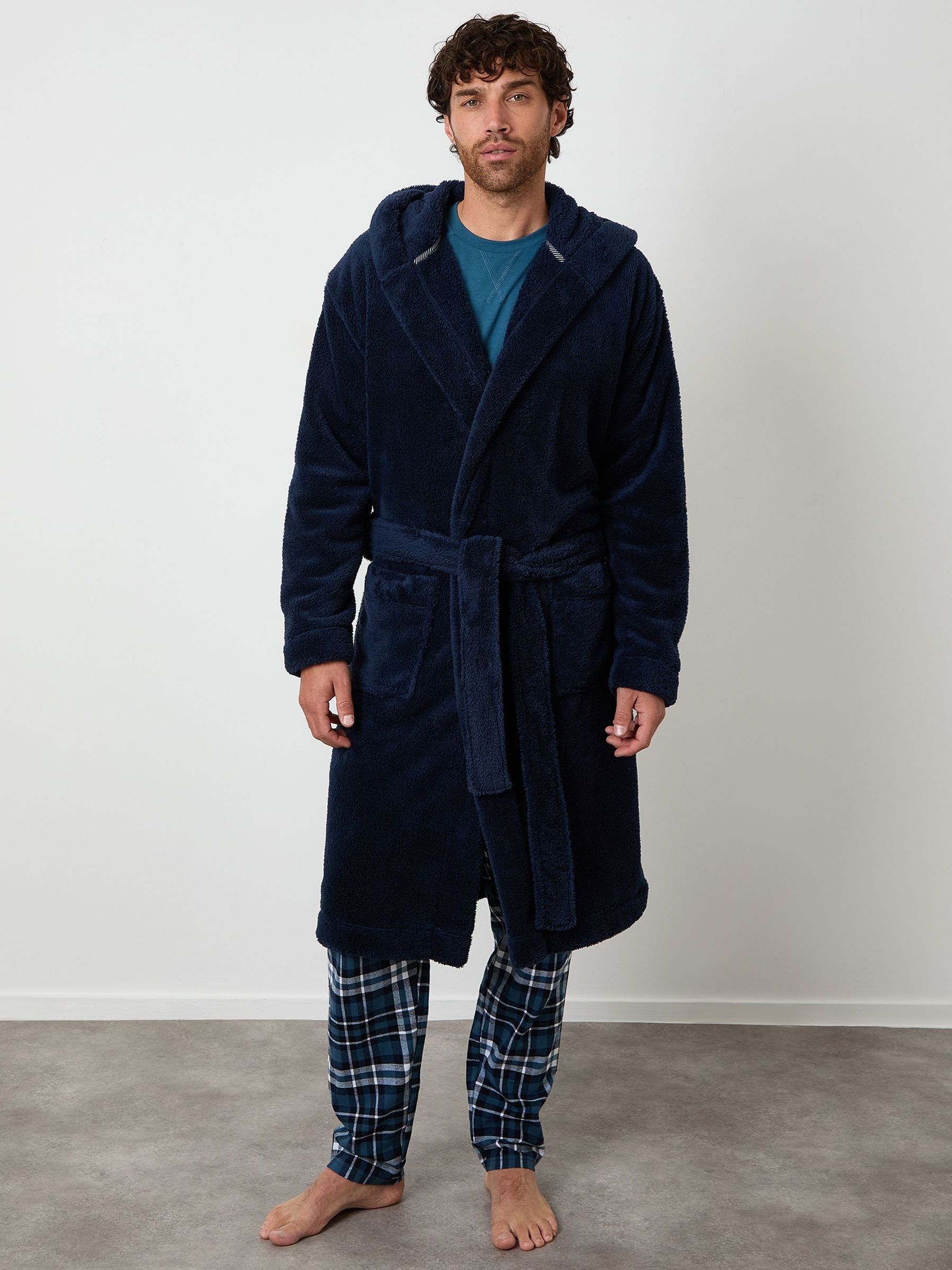 Marineblauw - Threadbare - Behaaglijke kamerjas met capuchon