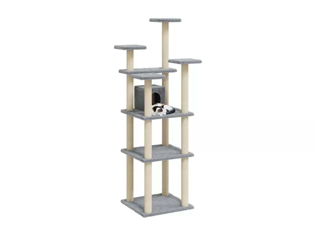 Arbre à chat avec griffoirs en sisal Gris clair 171 cm