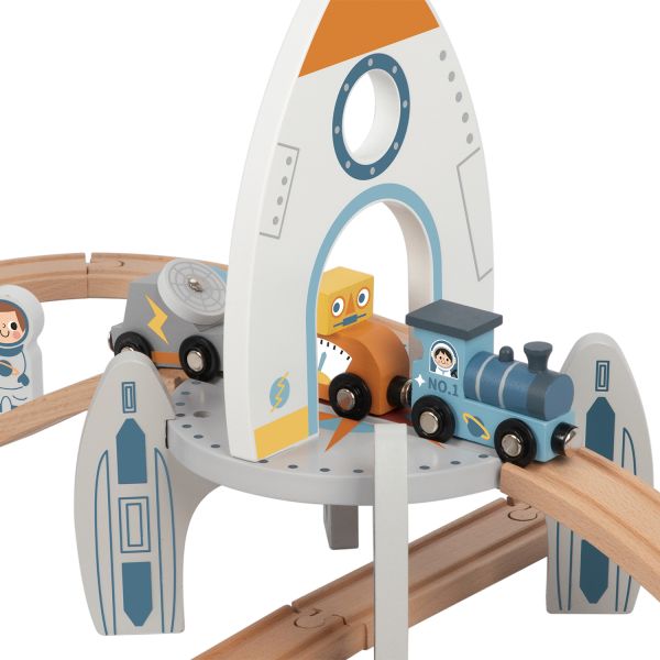 Tooky Toy Treinbaan Met Ruimtestation - Hout