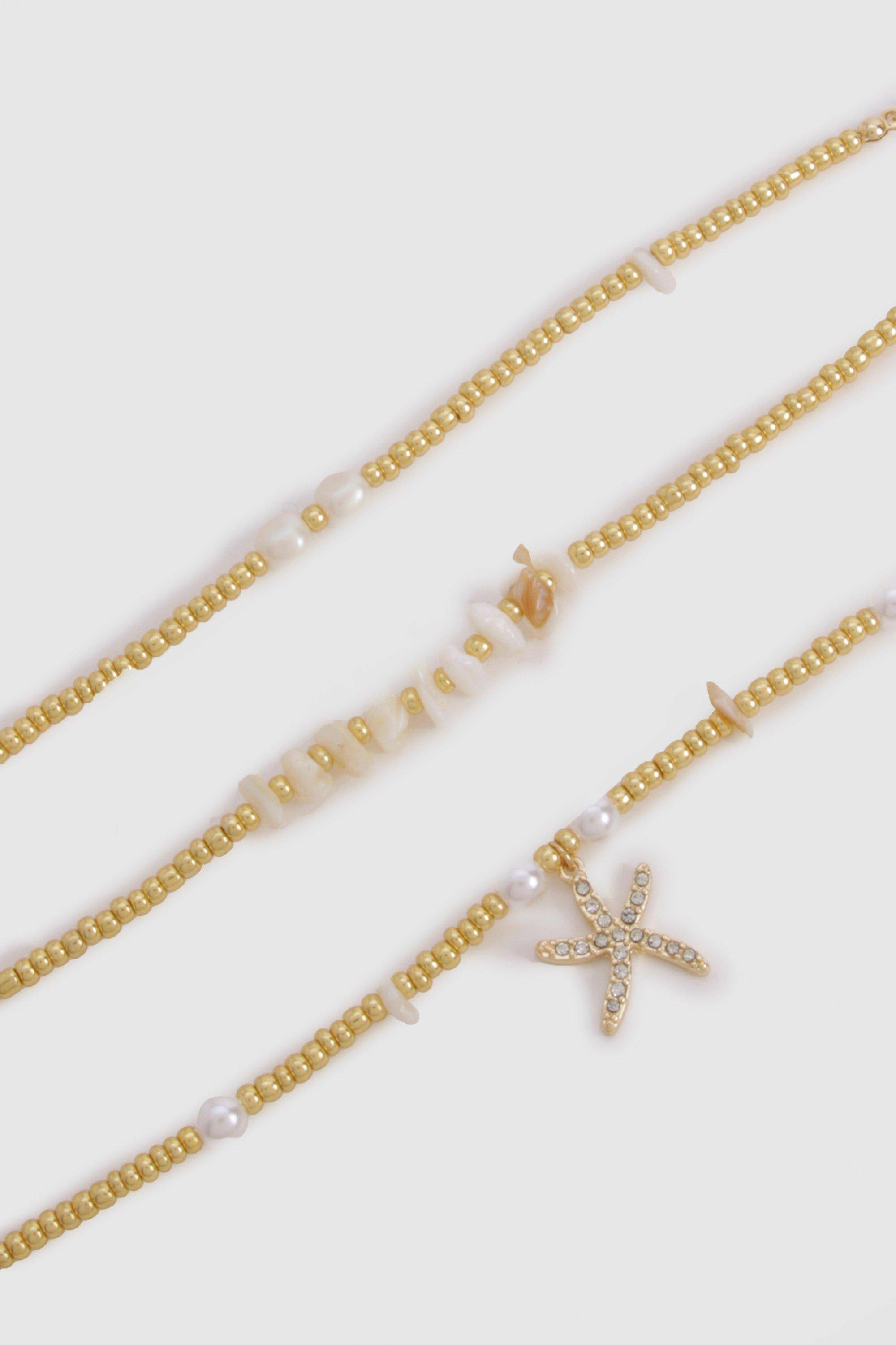 boohoo Bracelets Starfish & Pearl 3 pièces