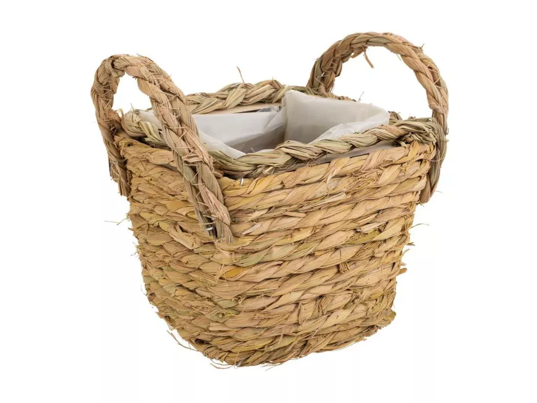 Panier en corde tressée marron 14x14x12h