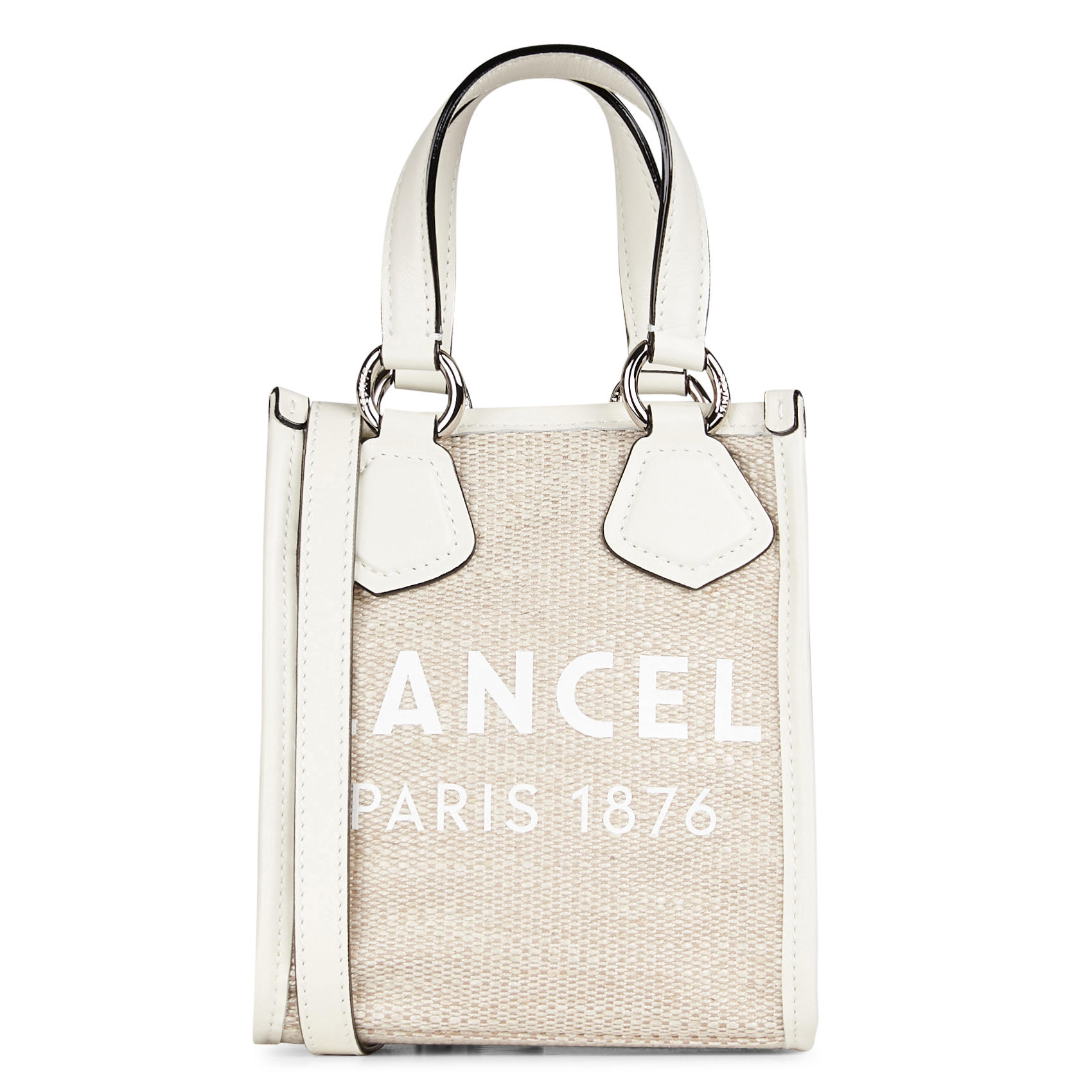 SUMMER - Mini cabas vertical en textile et cuir | Blanc