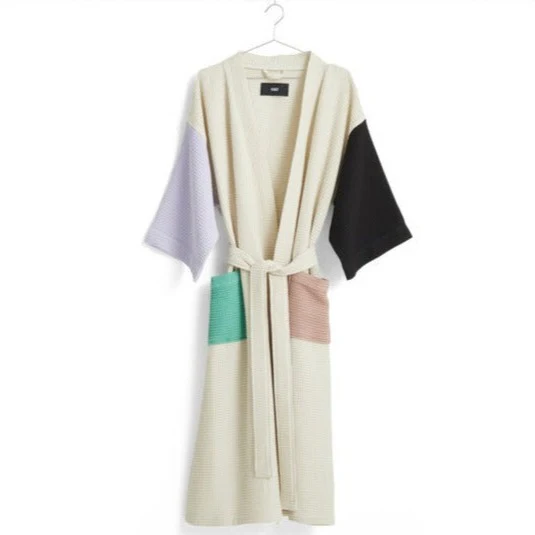 HAY  Waffle badekåbe - Off-white multi