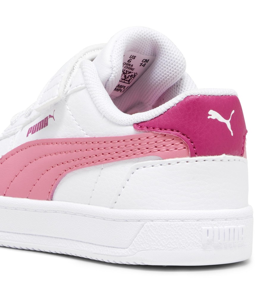 Tênis Puma Caven 2.0, branco e rosa.