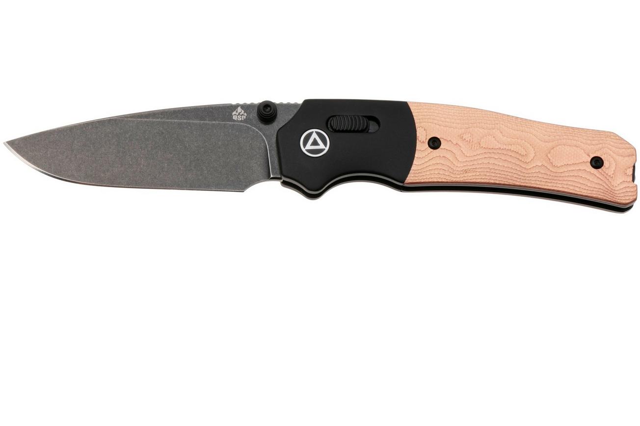 QSP Knife Vault QS157-D2 Blackwashed 14C28N, Copper Foil G10, zakmes, Jacob Lundquist design