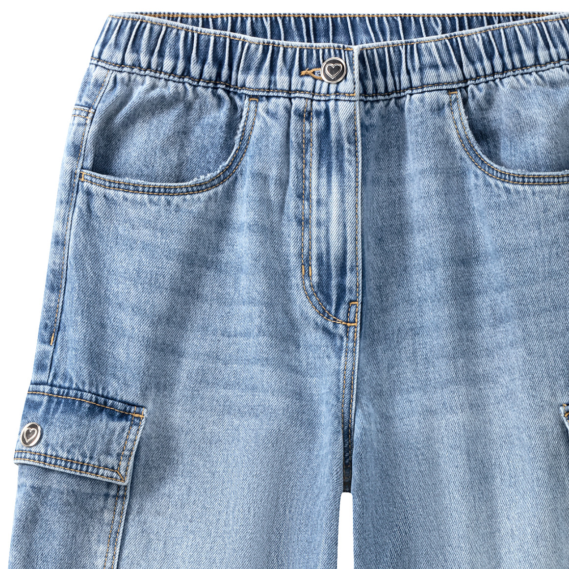 Yigga Mädchen Wide-Leg-Jeans mit Beintaschen hellblau