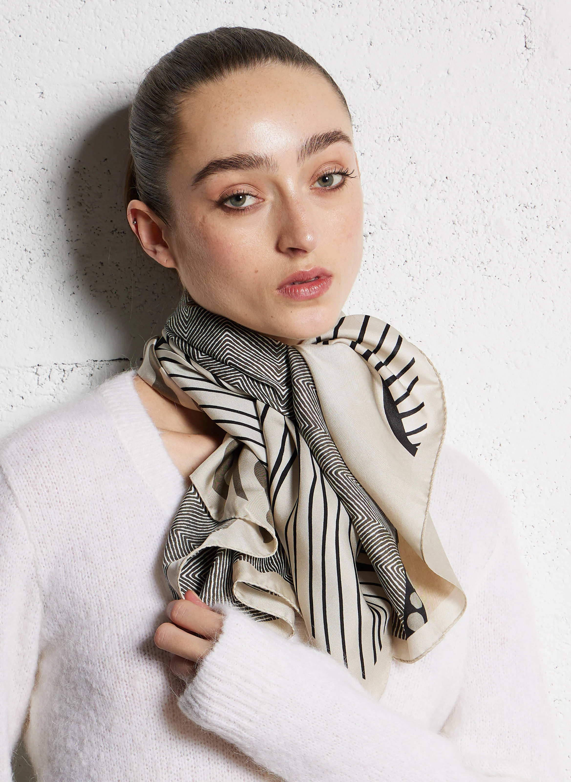 Foulard imprimé en soie | Multicolore