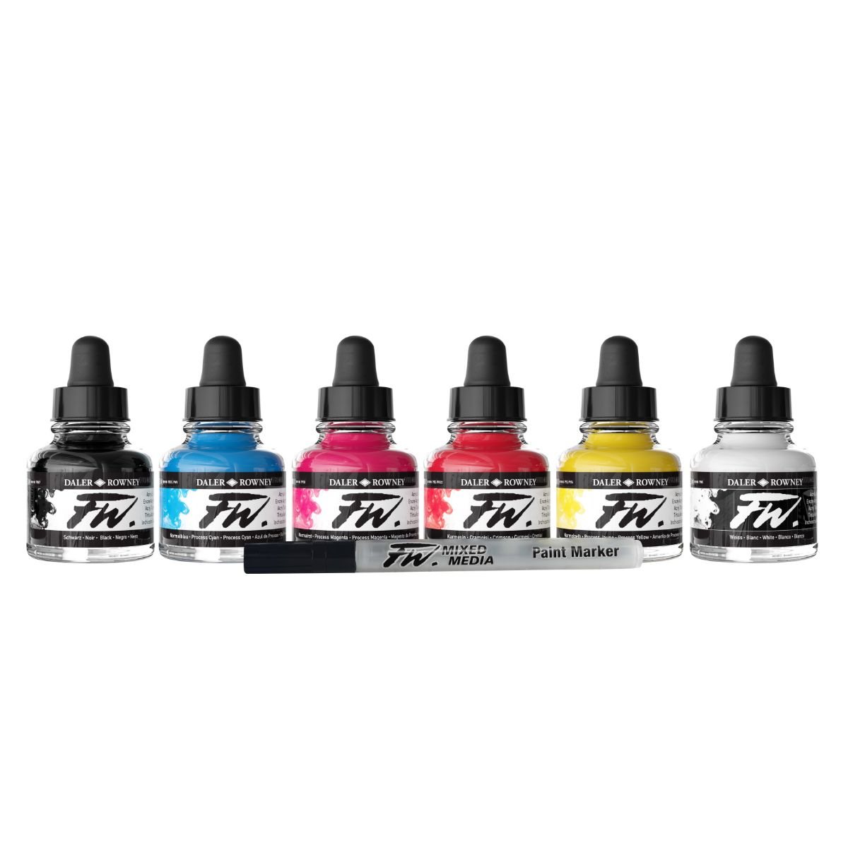 Daler Rowney FW Primary Ink Set : 6x29.5ml