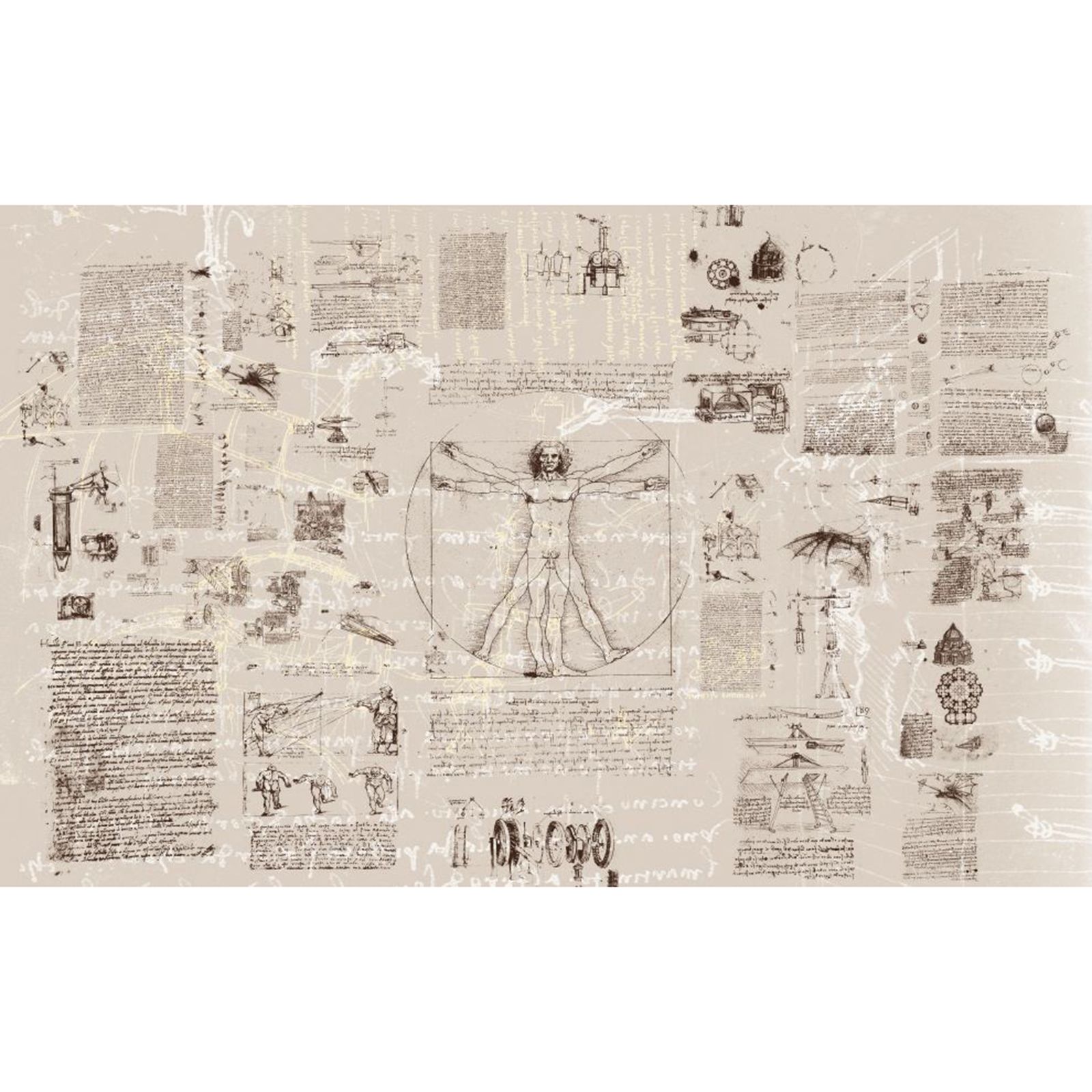 Vlies-Fototapete DA VINCI - beige-schwarz - 400x250 cm