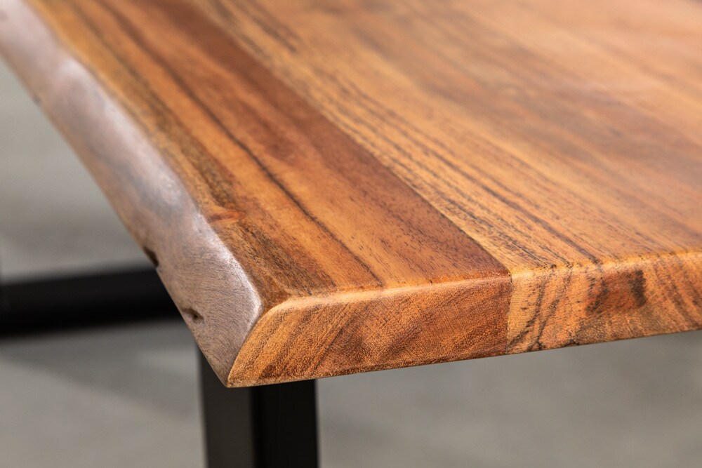 riess-ambiente Couchtisch MAMMUT - 120cm Akazie natur V-Gestell schwarz 2,5cm Tischplatte Massivholz