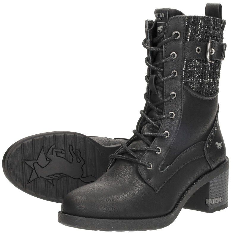 Mustang Veterschoenen Hak zwart