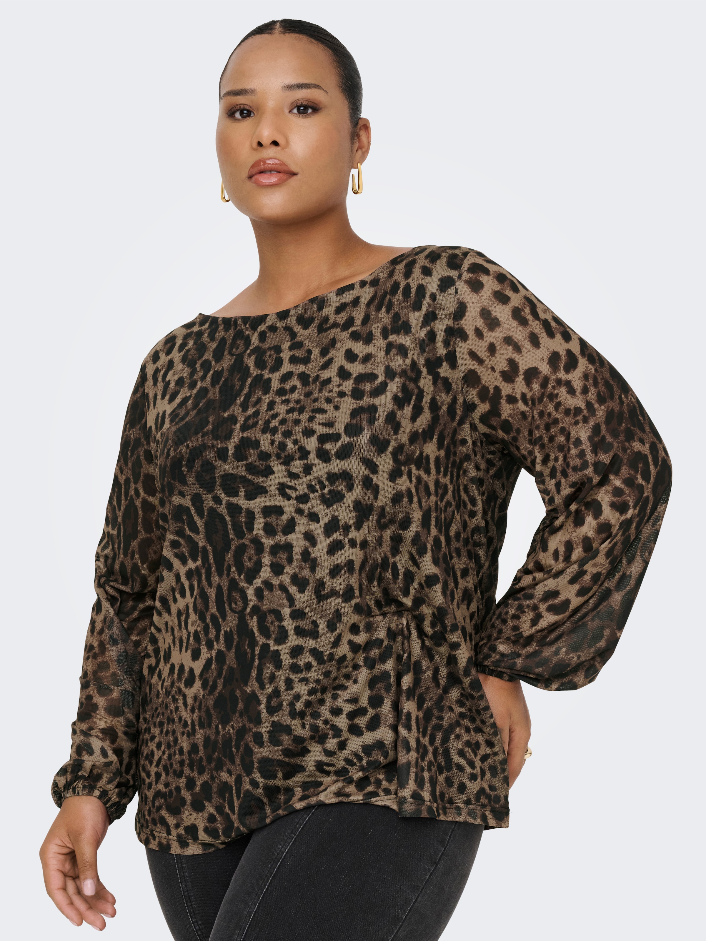 ONLY CARMAKOMA Langarmshirt »CARFOREST LIFE L/S BOATNECK TOP JRS«