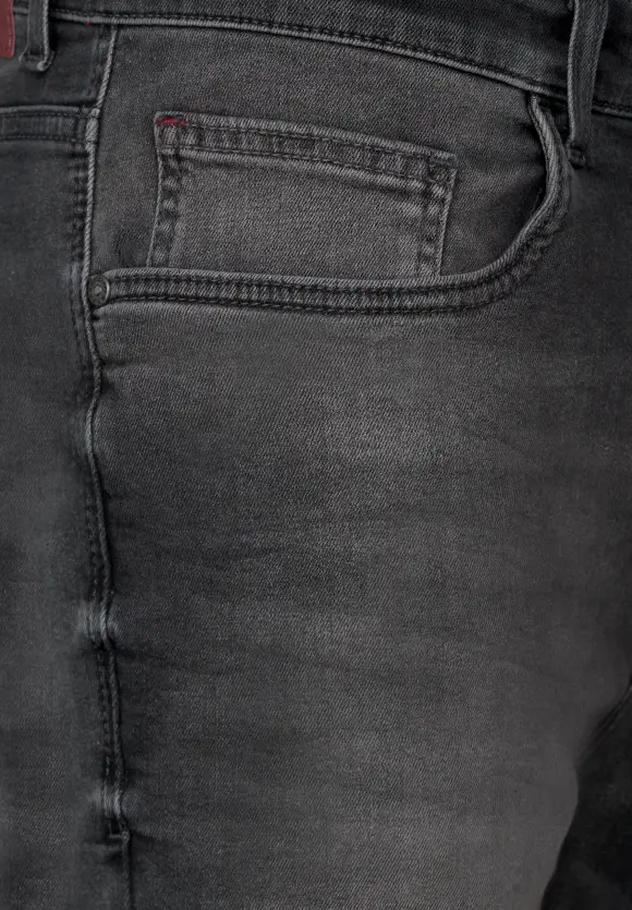 Regular Fit Jeansshorts - black havy random wash