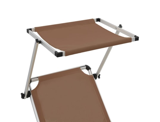 VIDAXL - Bain de soleil Lot de 2 chaises longues pliables avec auvent aluminium et t...