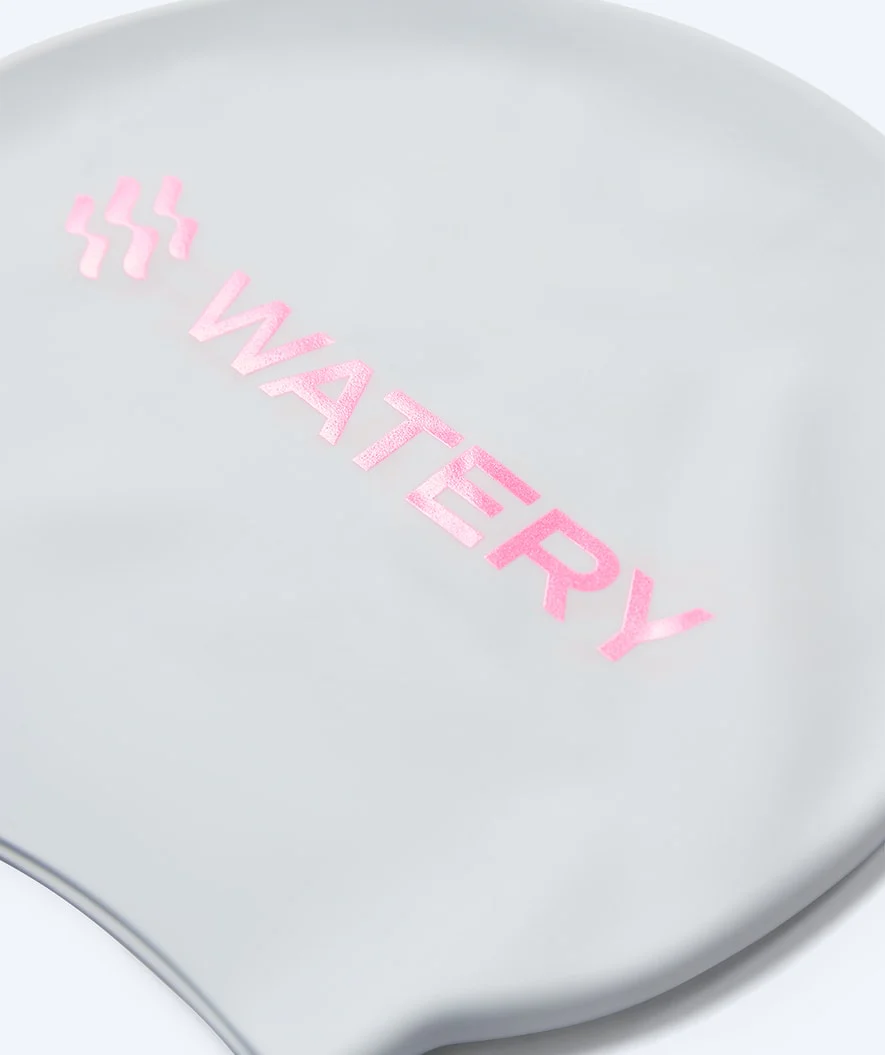 Watery badehætte - Signature Metallic - Hvid/pink