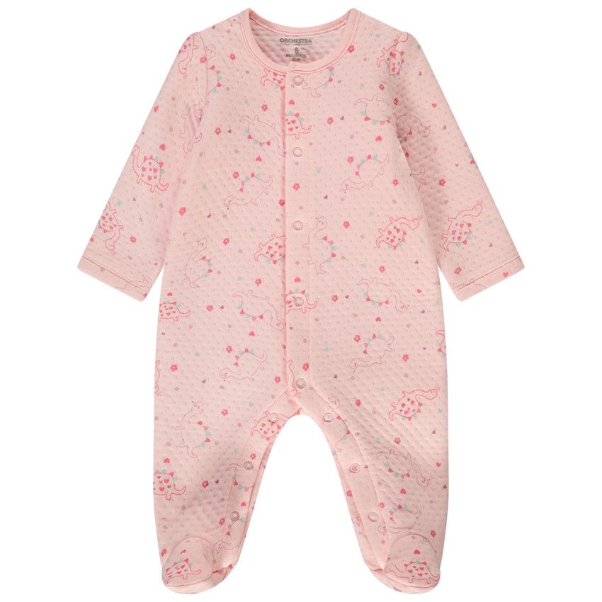 Dors-bien en jacquard imprimé dinosaures pour bébé fille - Rose