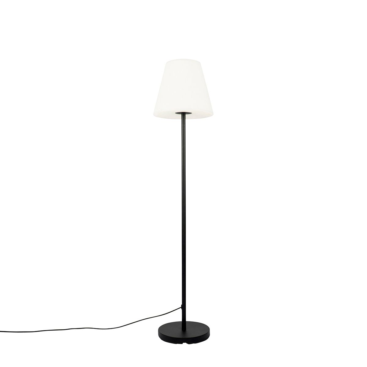 Smart vloerlamp zwart met witte kap 35 cm IP65 incl. Wifi A60 - Virginia