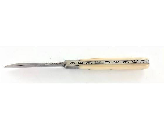 Violon 10 cm - Corne Blonde - Guilloché Couteau de Poche PassionFrance