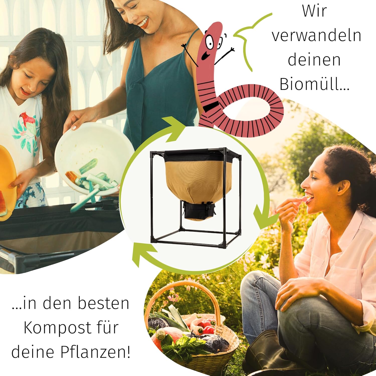 Wurmkomposter Starterset | 150L Wurmfarm + 500 Wurmkiste Würmer