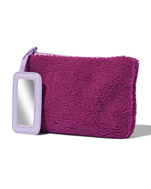 trousse fine de maquillage avec miroir en tissu teddy