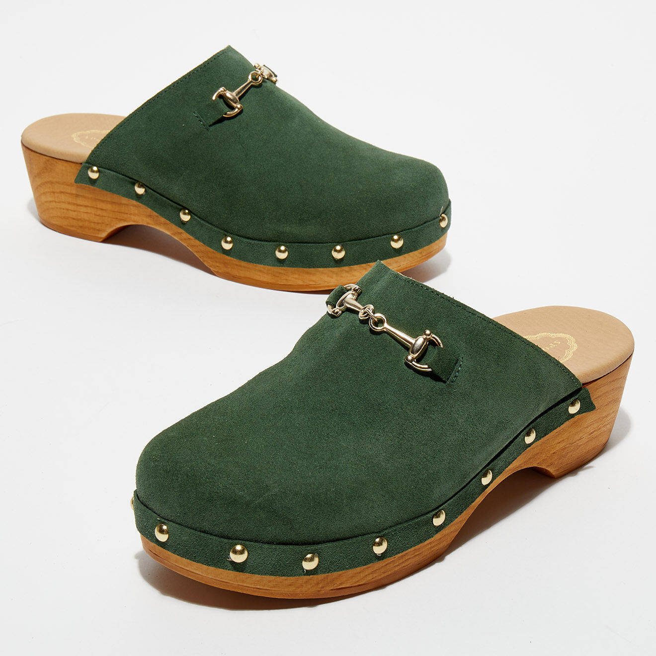 Apologie Studio Sabots en Velours de Cuir Nala kaki - Talon 5 cm