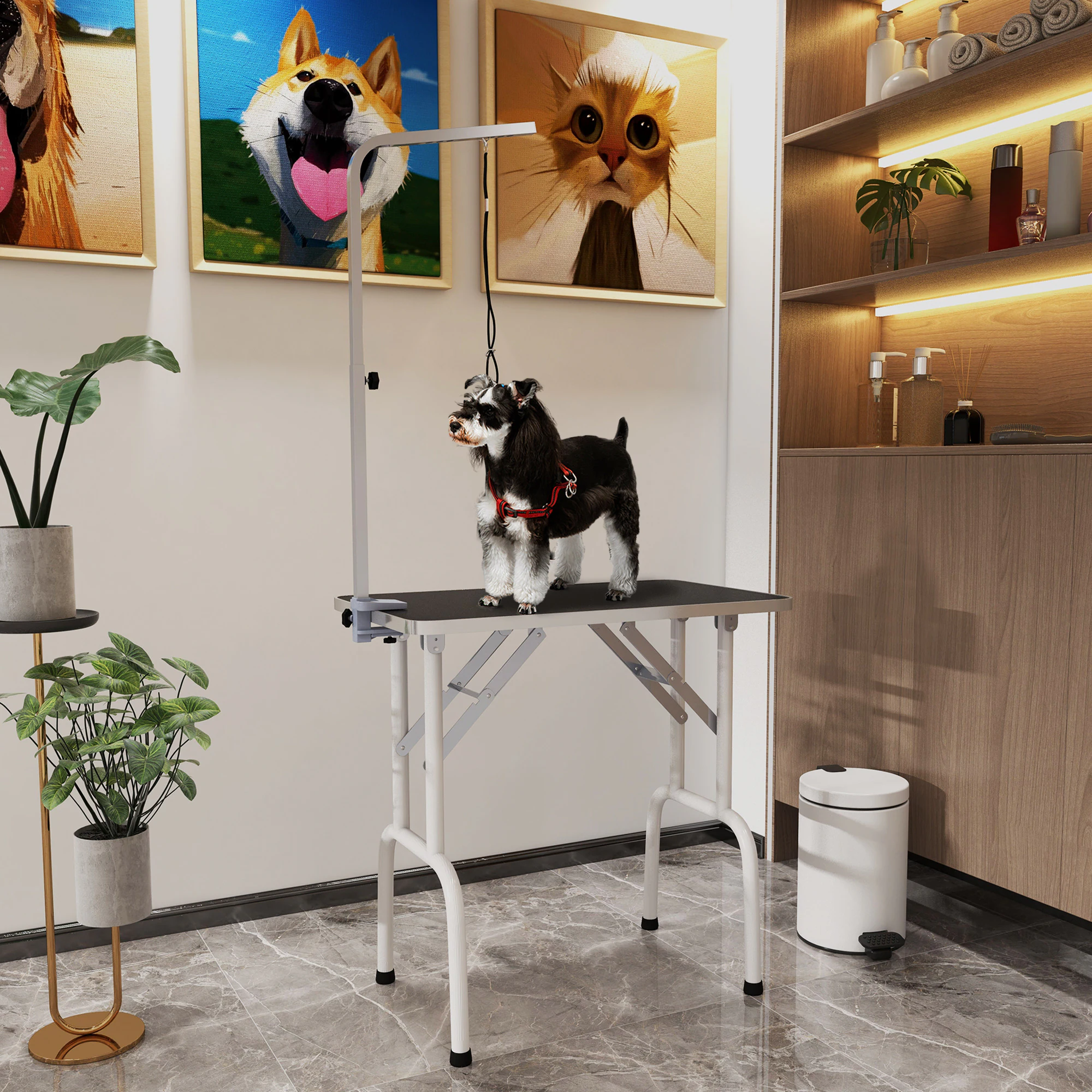 PawHut Trimmtisch klappbar schwarz, weiß, silber 81 x 48 x 80 cm (BxTxH)