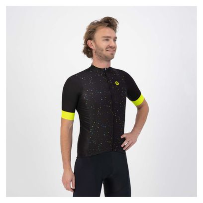 Maillot Manches Courtes Velo Rogelli Terrazzo - Homme - Noir/Bleu/Fluor