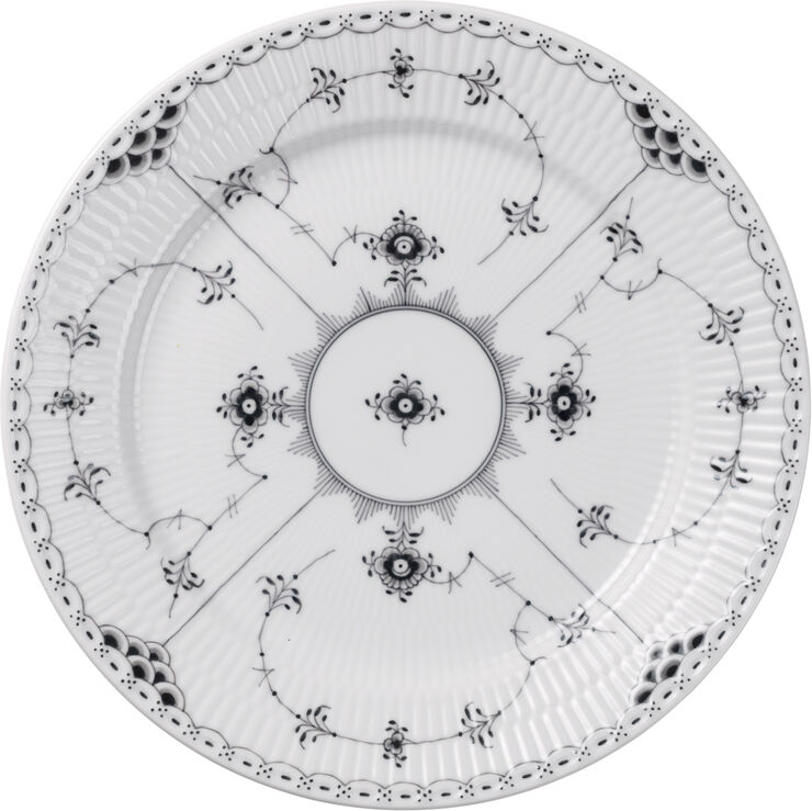 Royal Copenhagen Sort Musselmalet Halvblonde Tallerken 27 cm Hvid