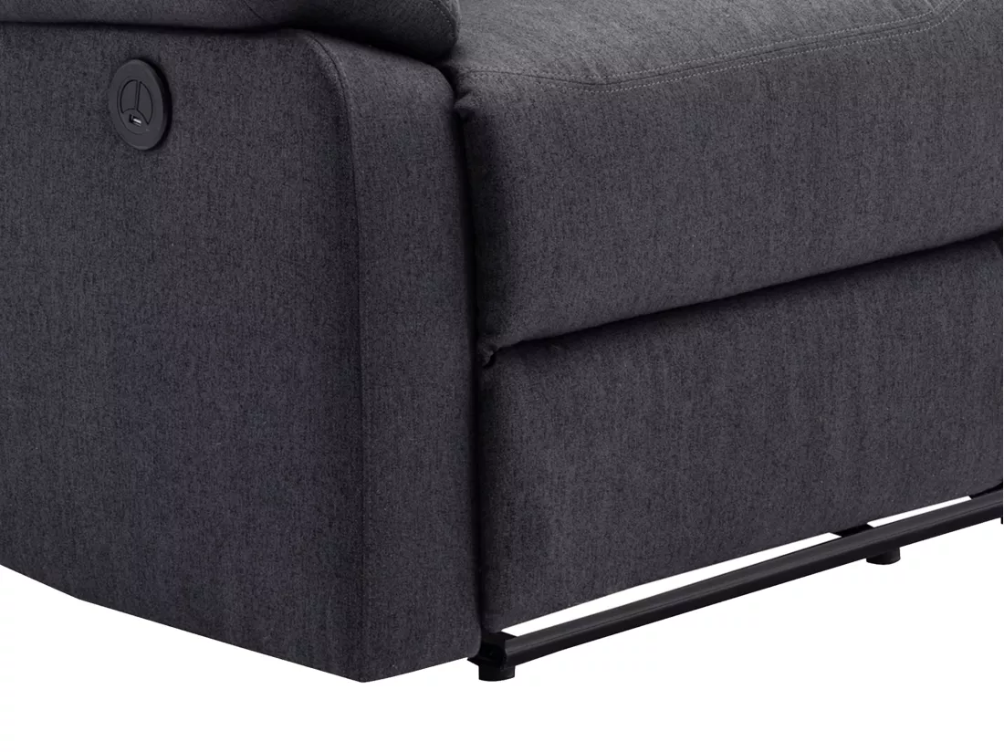 Canapé 2 places relax électrique en tissu gris anthracite LUNANO