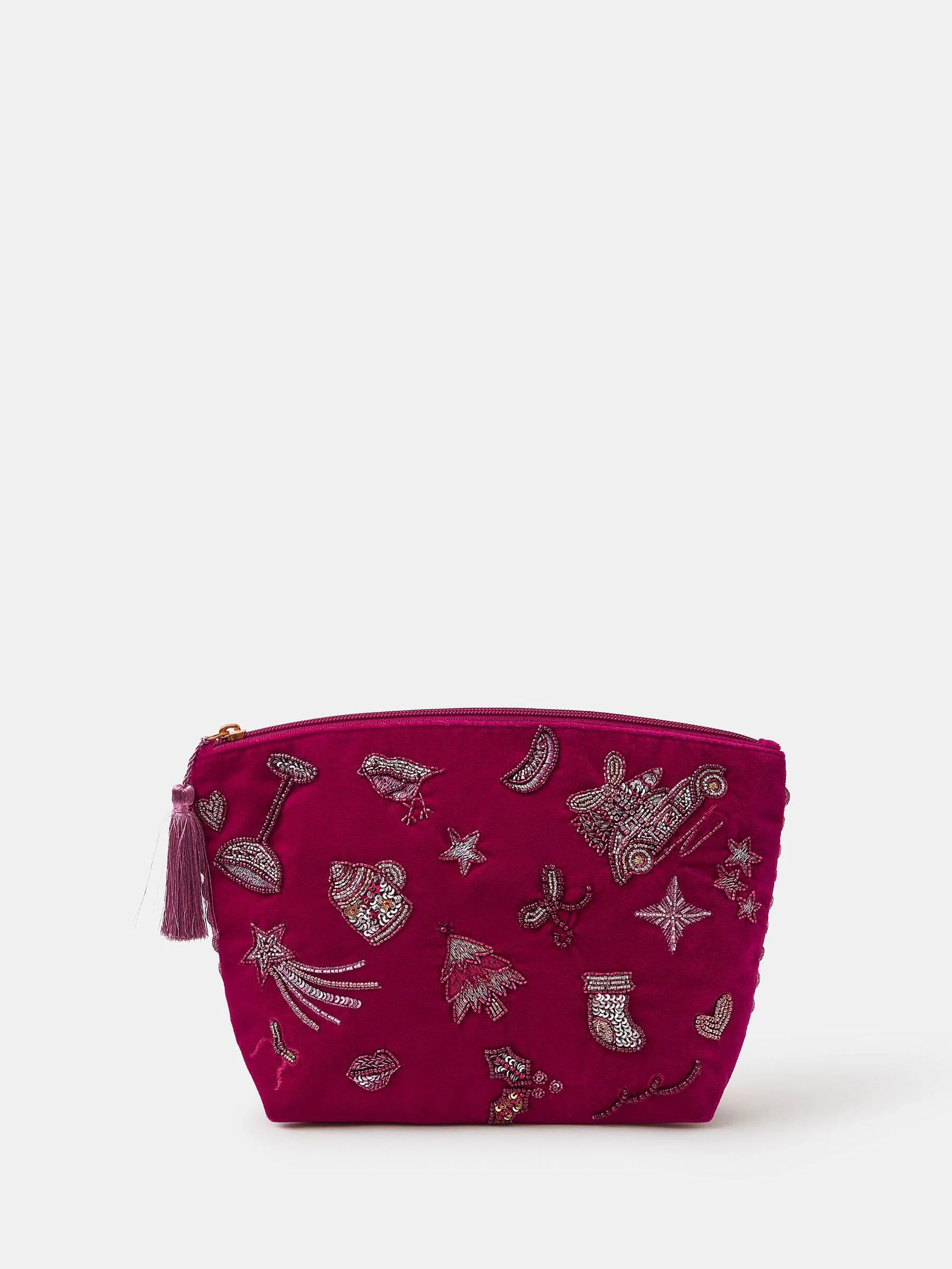 Accessorize Large Christmas Embellished Velvet Pouch