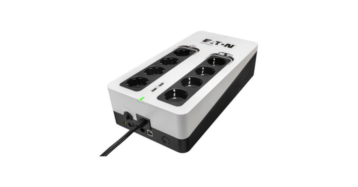 Eaton Power Quality3S Gen2 (3S850D) ups  (Wit/zwart, 8x Schuko, 850VA, 2 USB opladers, 1 USB datapoort)