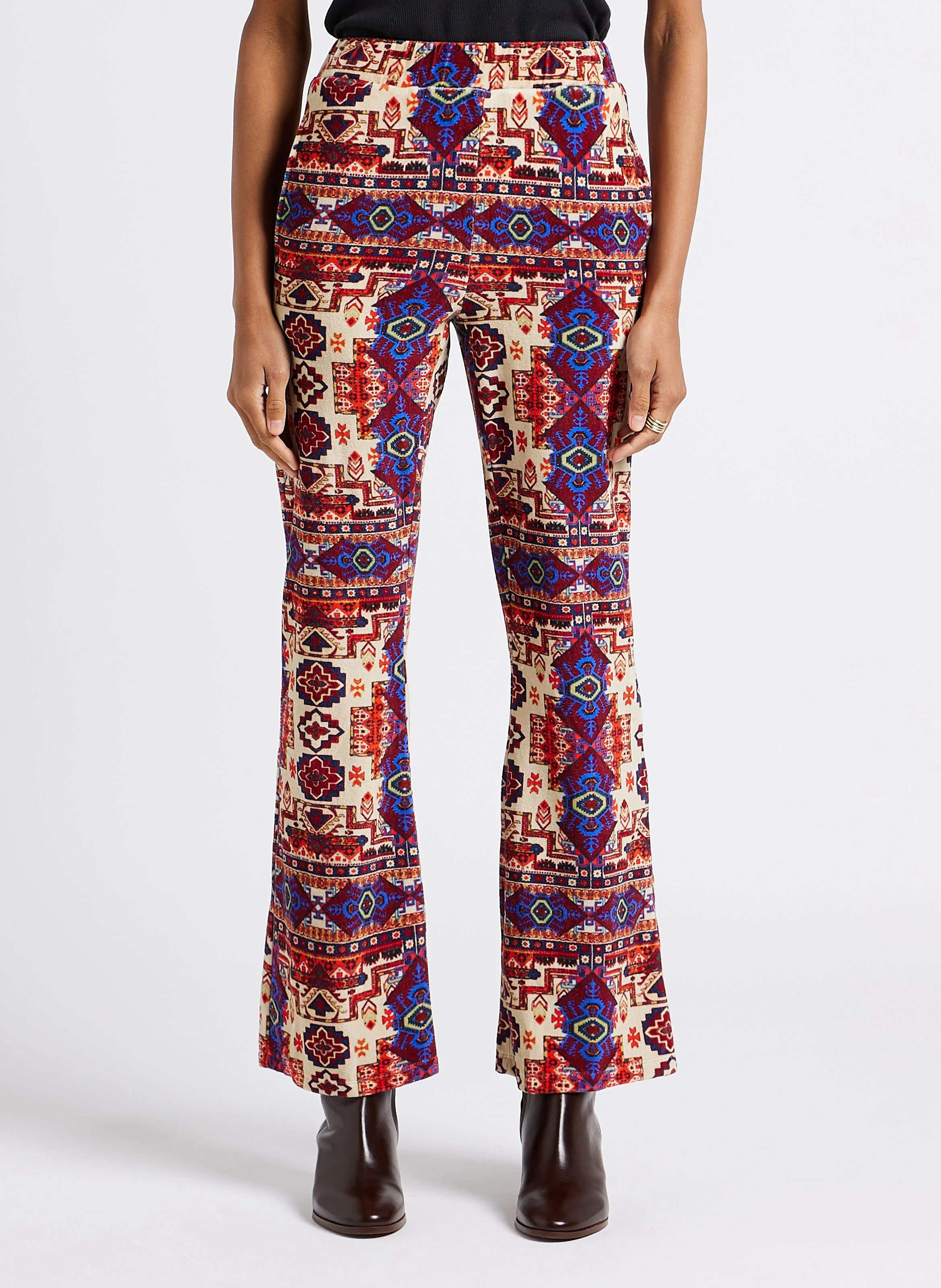 TAPESTRY - Pantalon taille haute à motif aztèque en coton | Rouge