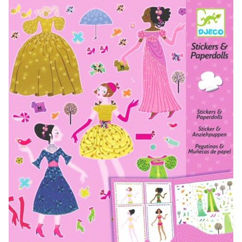 Djeco stickerset aankleedpoppen jurken DJ09690