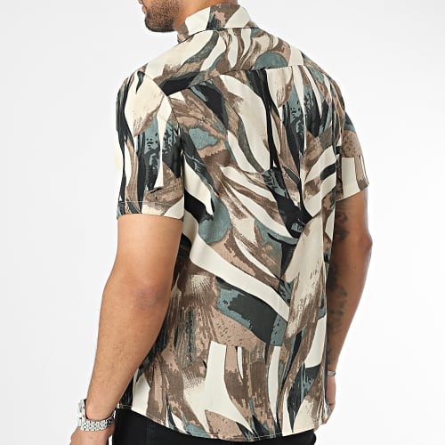 Chemise Manches Courtes Marron Beige