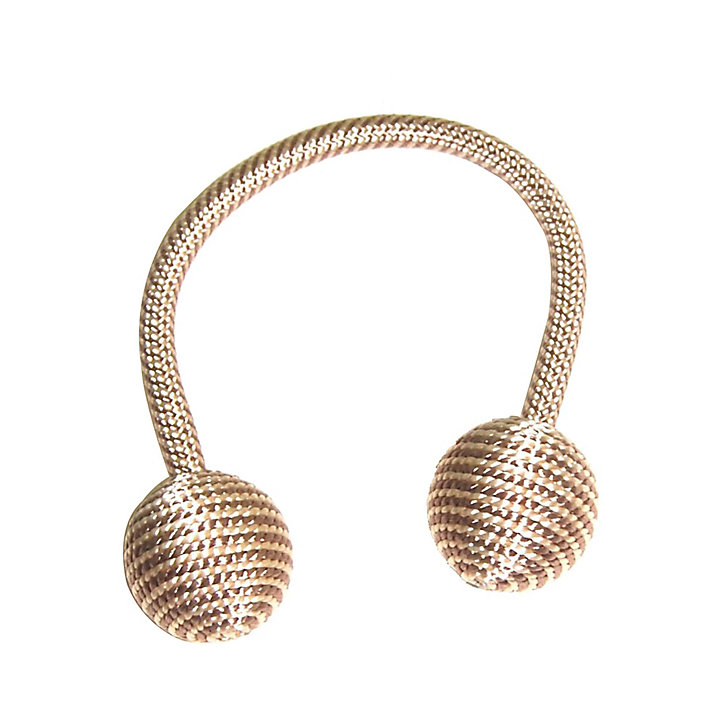 Embrasse à rideaux à rideaux nouage 2 billes beige polyester ⌀3,5 x L.23 cm