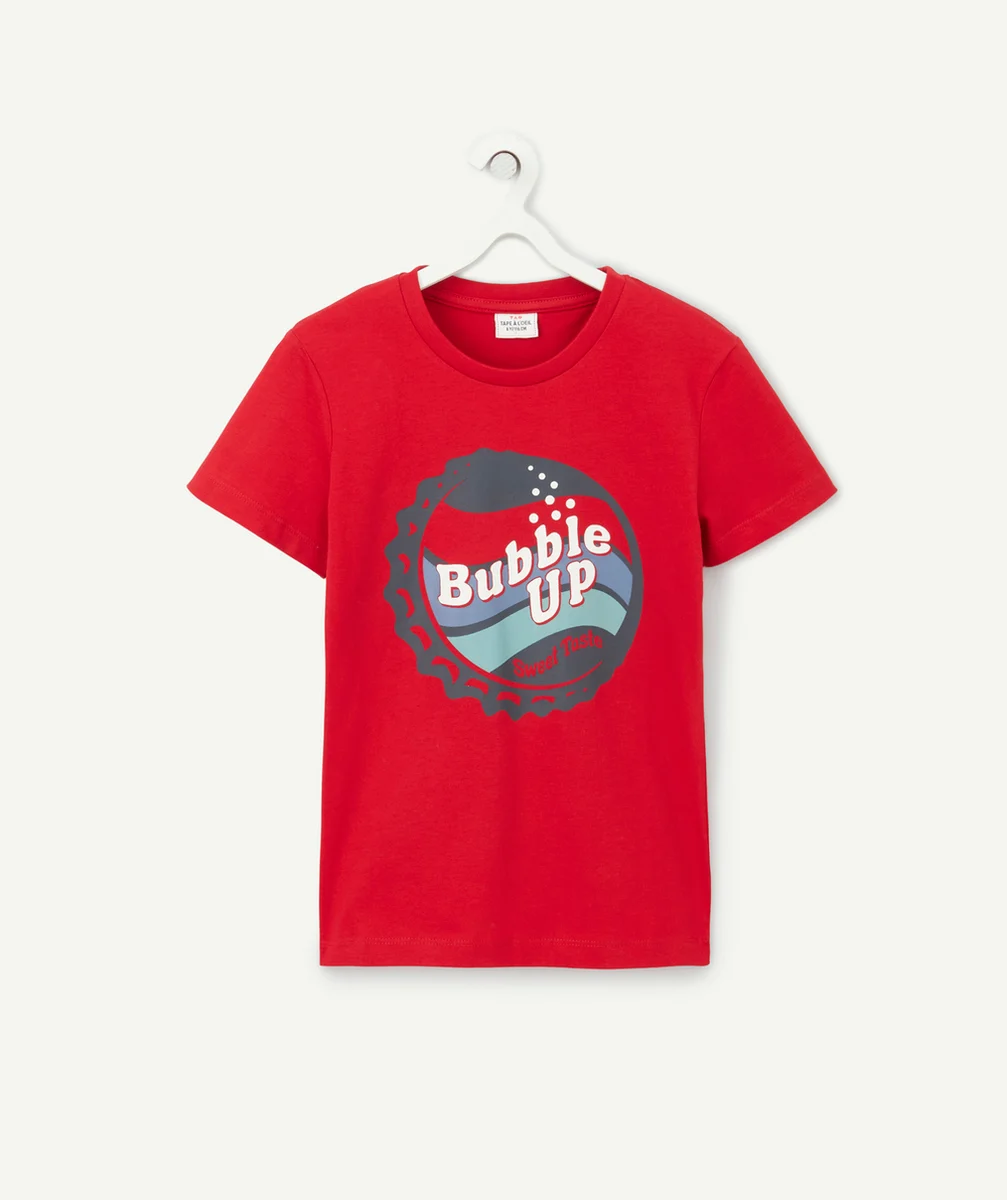 T-SHIRT GARÇON EN COTON BIO ROUGE MOTIF CAPSULE