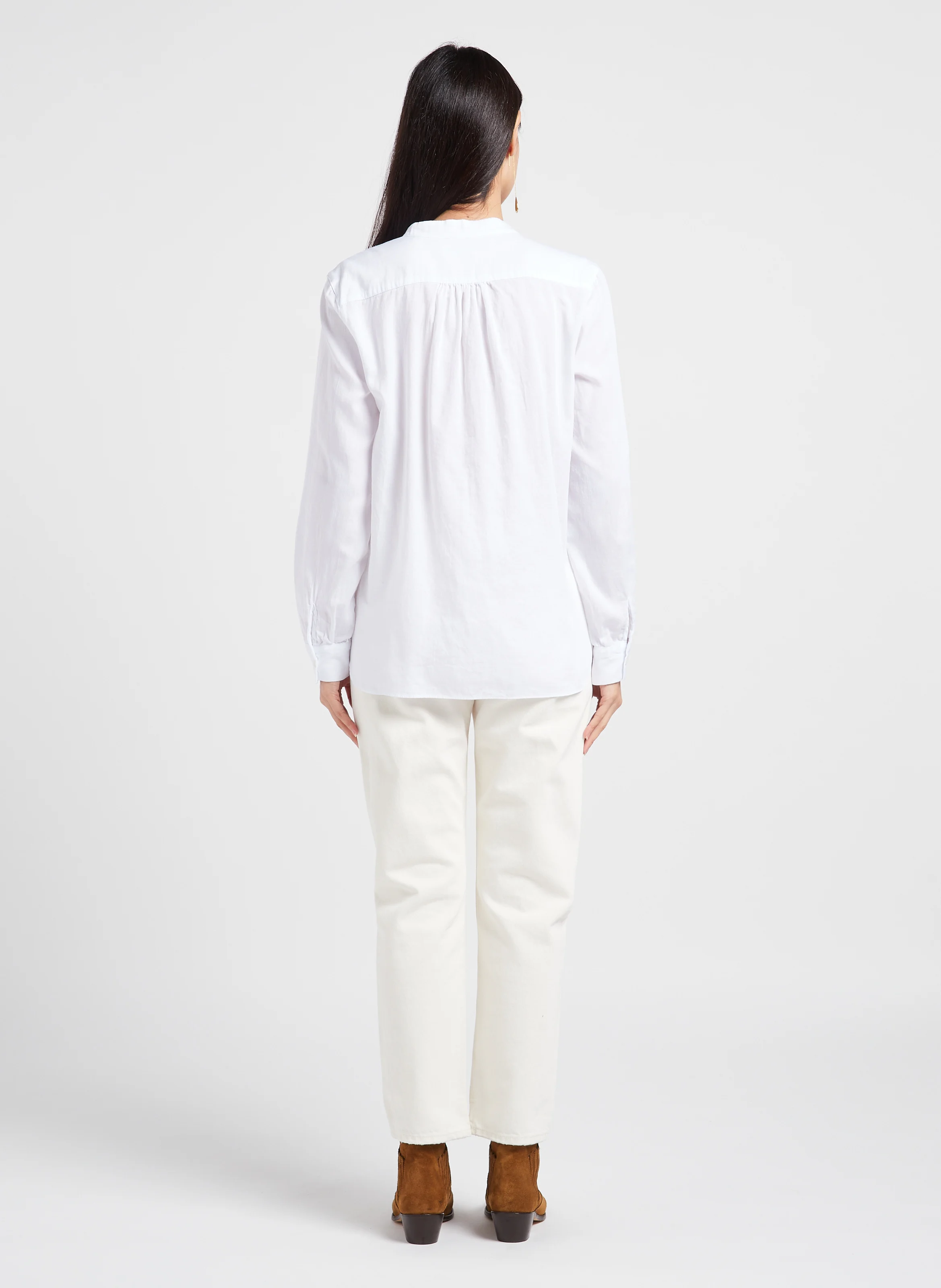 Blouse col rond en coton biologique | Blanc