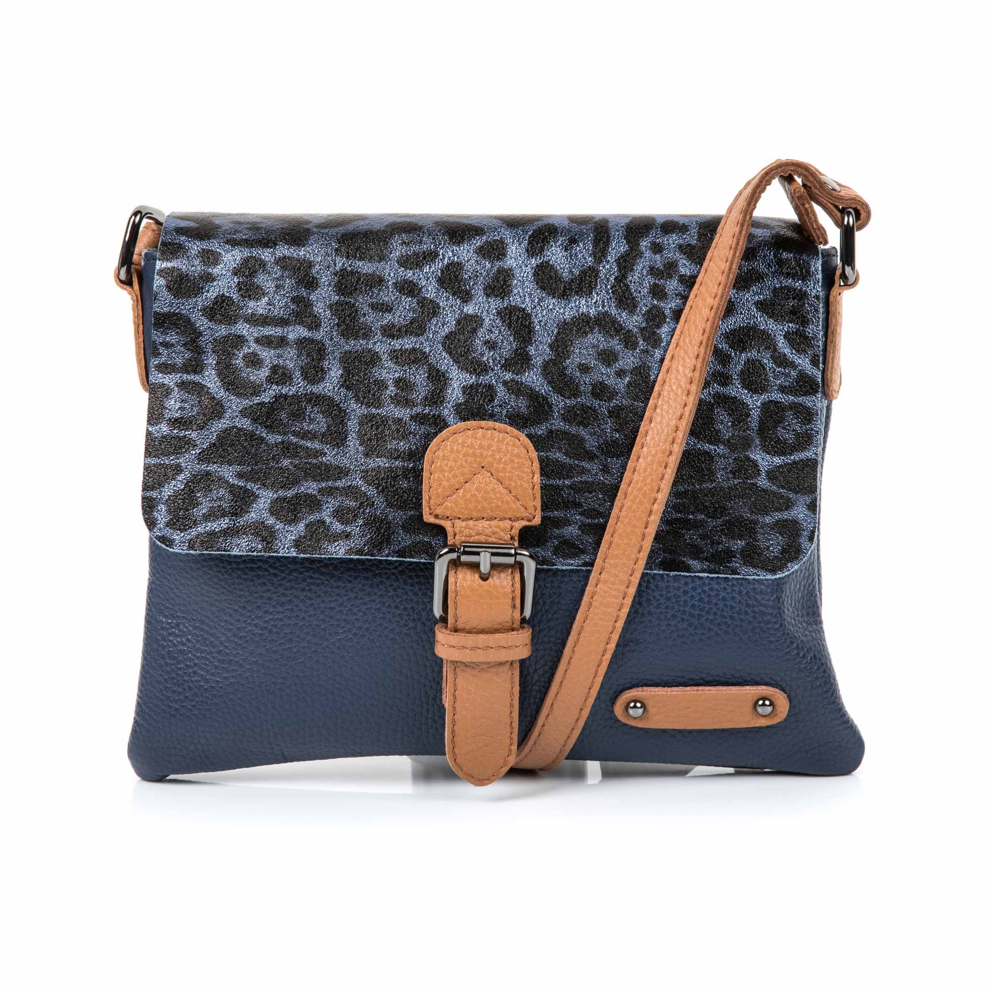 Sac bandoulière en cuir bleu