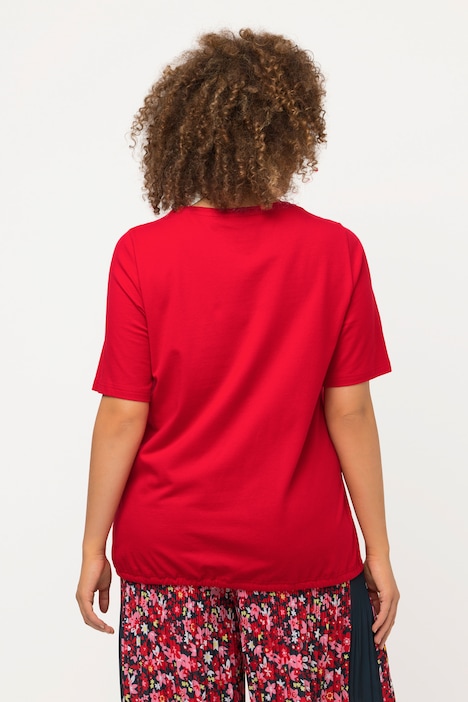 T-Shirt, Saumband, V-Ausschnitt, Halbarm