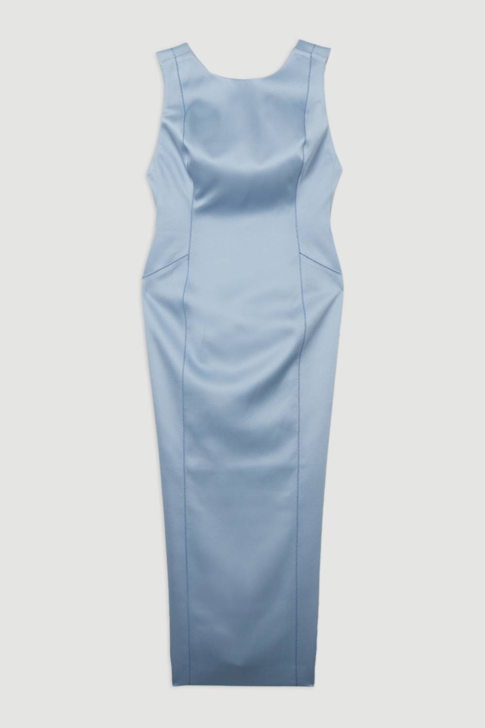 KarenMillen Robe maxi crayon structurée et cintrée en satin de viscose avec détail de couture.