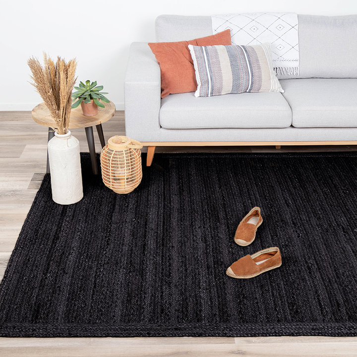 Jute vloerkleed Fair - Zwart  | 100% natuurlijk