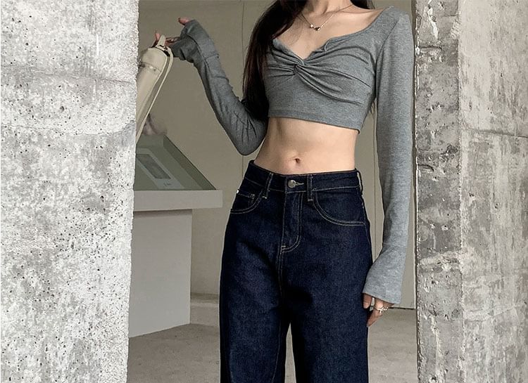 Rosesand - Low Rise Plain Straight-Fit Wijde Jeans