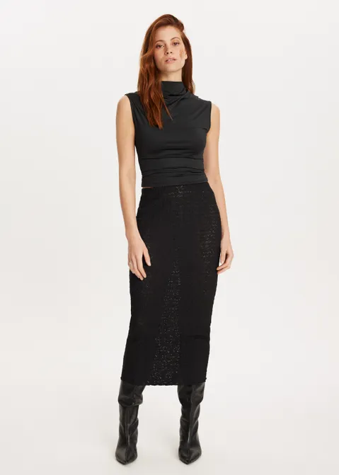 Top met hoge hals zwart (ZWART)