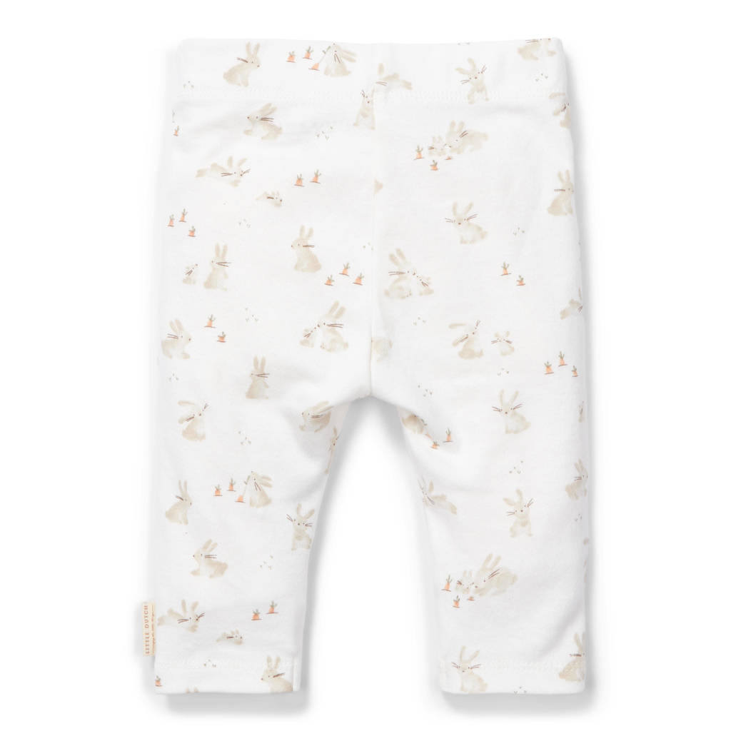 Little Dutch broek met all over print wit/beige