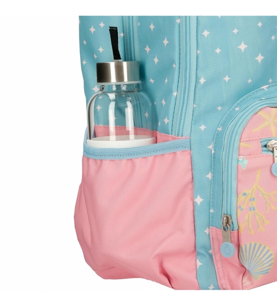 Mochila Enso Keep The Ocean Clean com compartimento duplo e rodinhas azuis.
